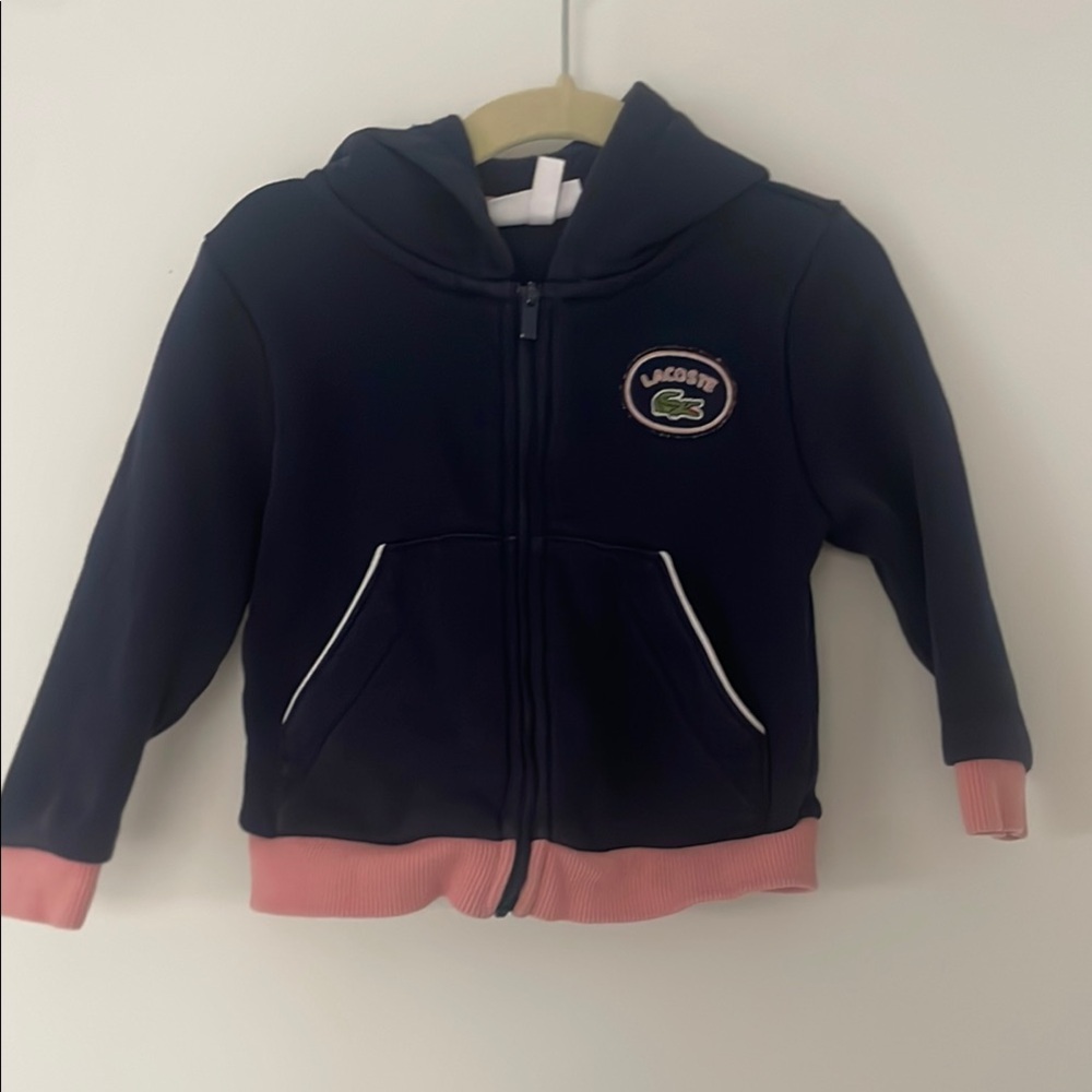 Lacoste Kids Hoodie in Dark Blue and Soft Pink